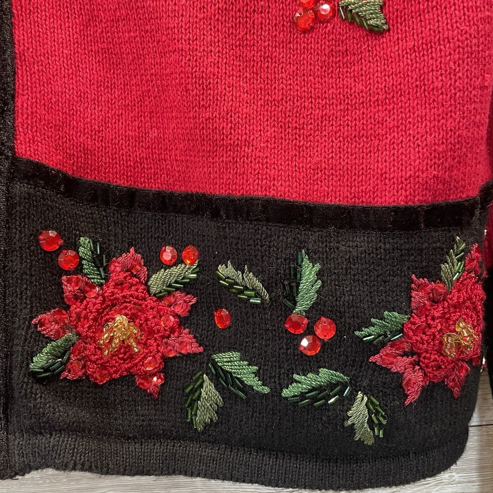 Tiara International Womens M Christmas Sweater Red‎ Zip Christmas Collection - Picture 9 of 10